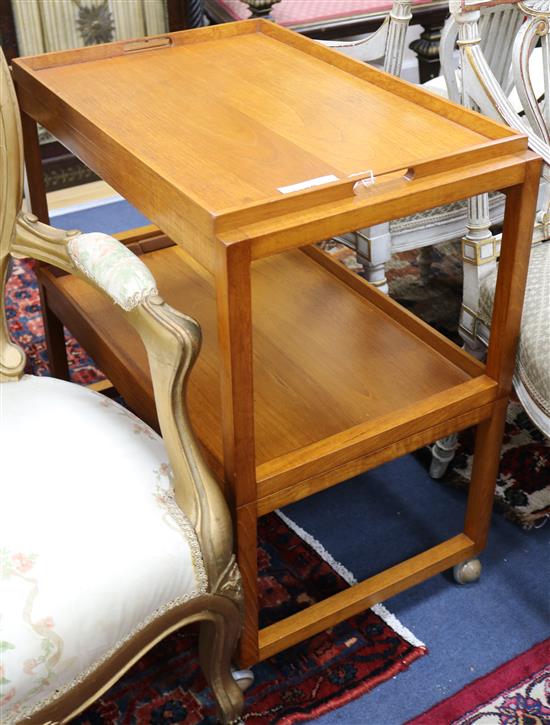 A 1960s metamorphic teak tea trolley W.68cm